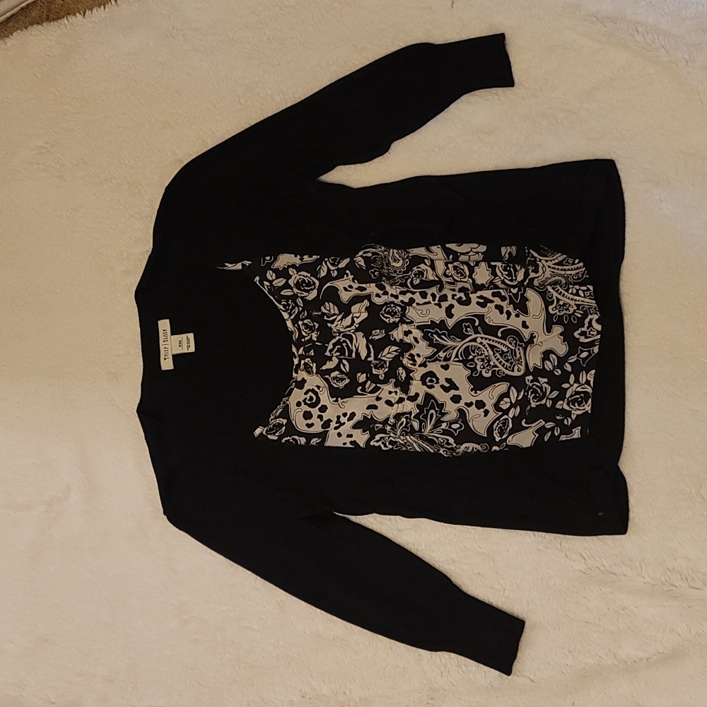 White House Black Market blouse with cardigan sweater